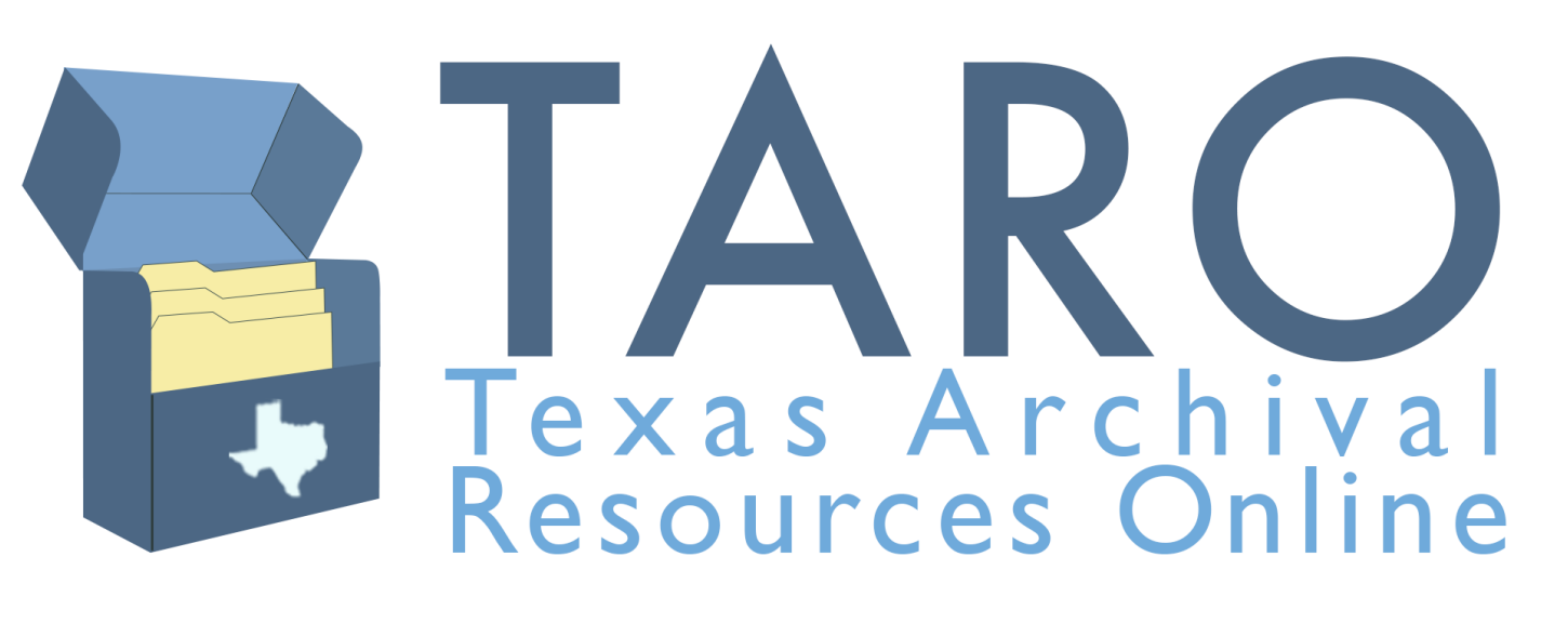 TARO logo showing an archival box with the outline of Texas state